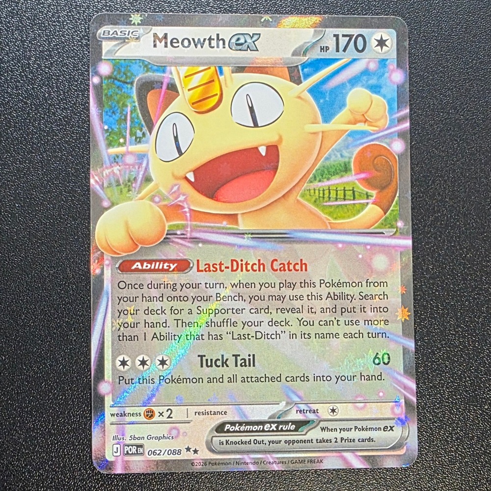 Meowth ex 062/088 Perfect Order POR Double Rare Cosmos Holo Pokemon Card NM